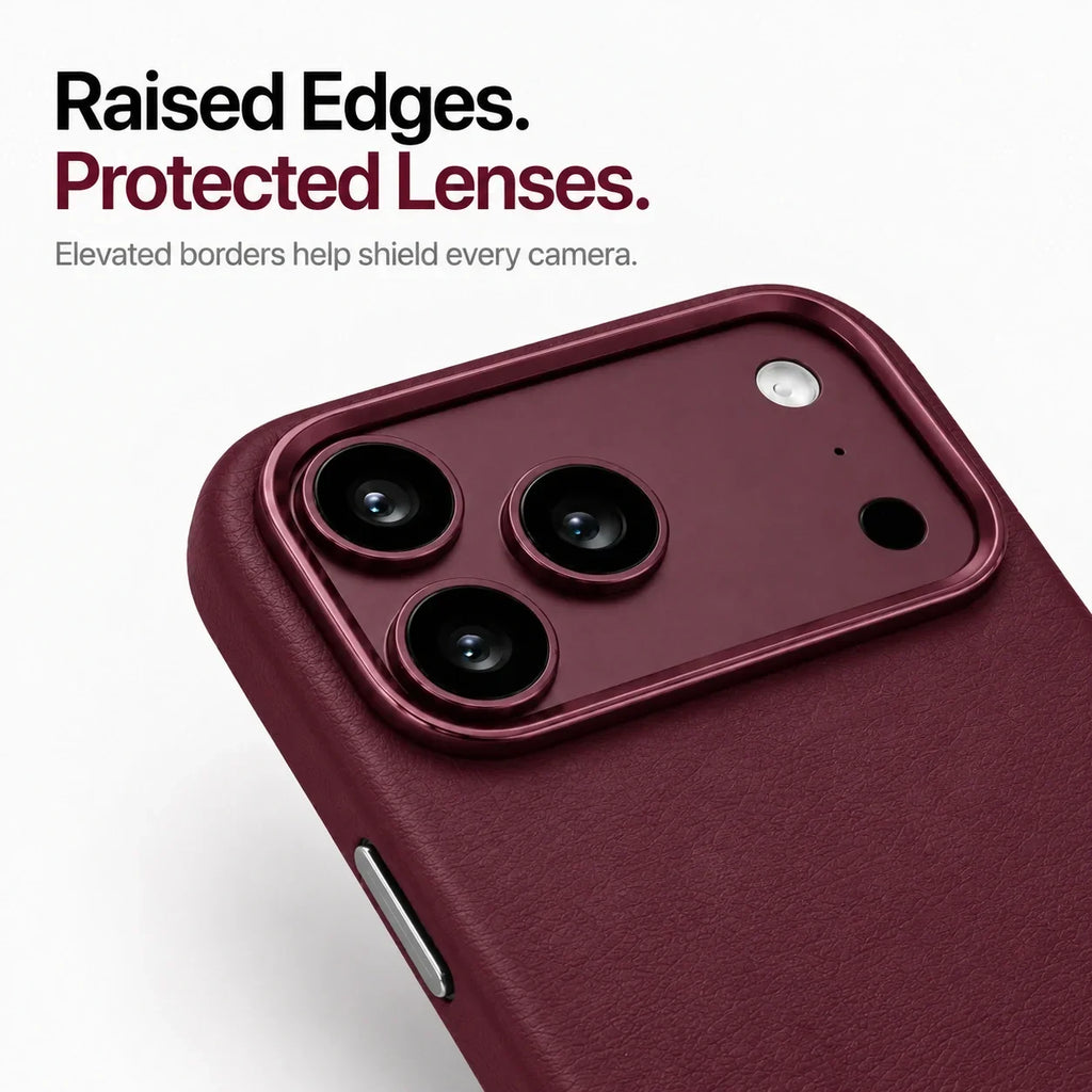 Leather iPhone Case with Metal Lens Frame