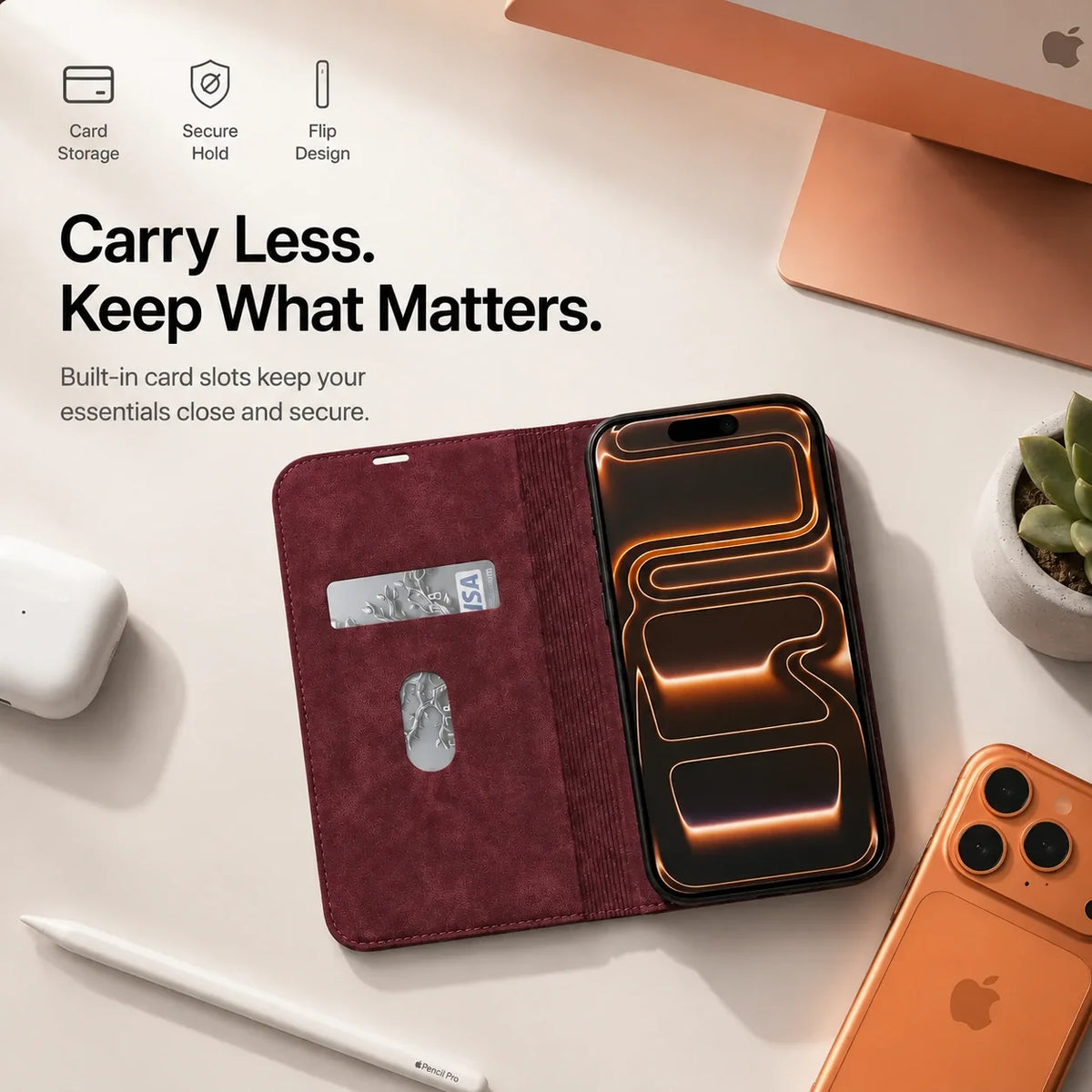 Leather MagSafe Flip Phone Case