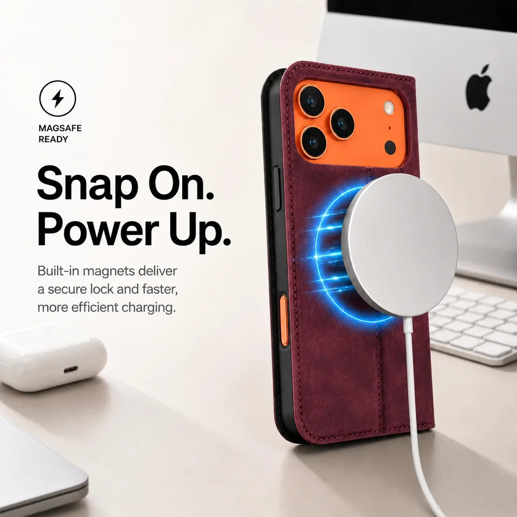 Leather MagSafe Flip Phone Case
