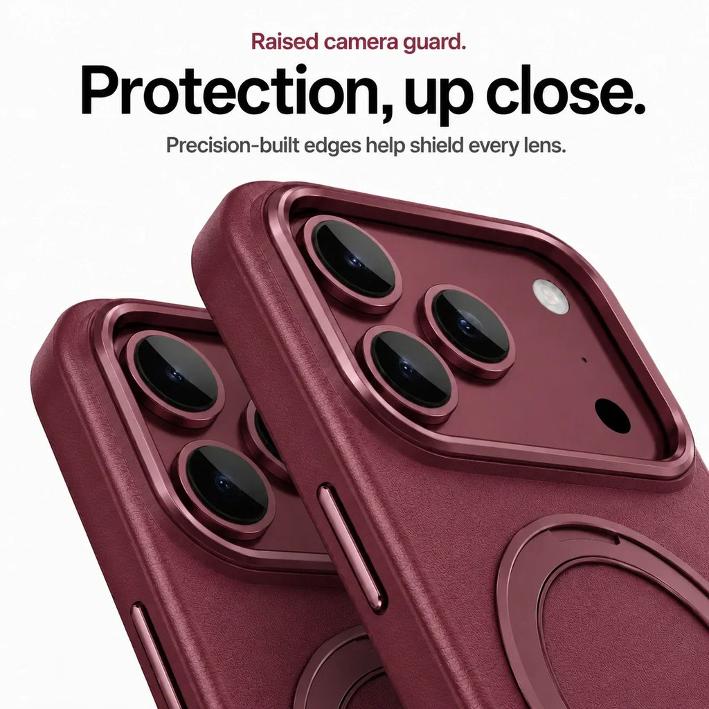Leather Phone Case with Folding Ring Stand