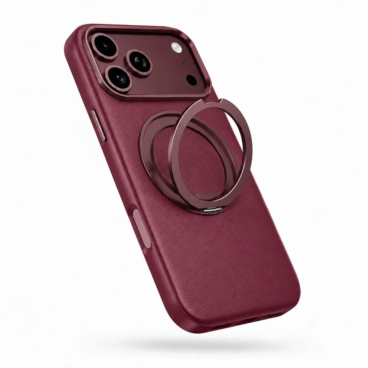 Leather Phone Case with Folding Ring Stand