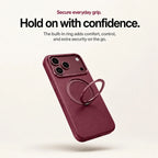 Leather Phone Case with Folding Ring Stand