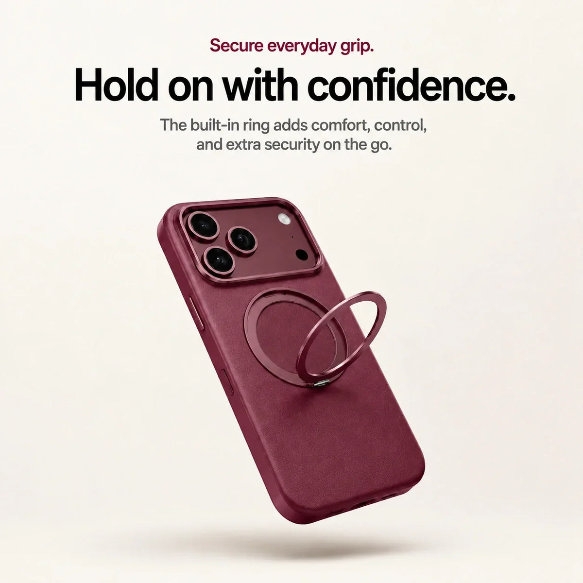 Leather Phone Case with Folding Ring Stand