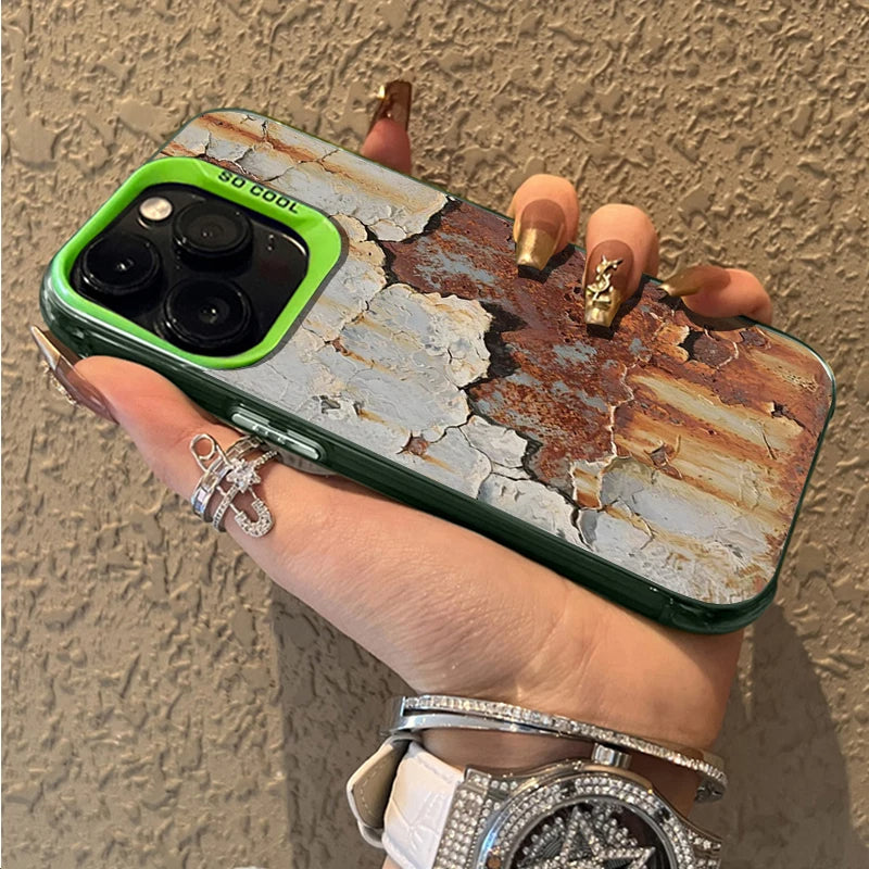 Rusty Peeling Paint iPhone Case with Metal Camera Lens Guard