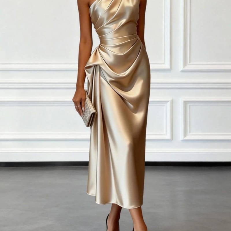 Fien One Shoulder Satin Midi Dress_1