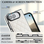 Quilted Leather Foldable Phone Case with Hinge Protection