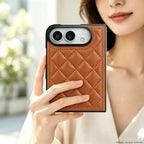 Quilted Leather Foldable Phone Case with Hinge Protection
