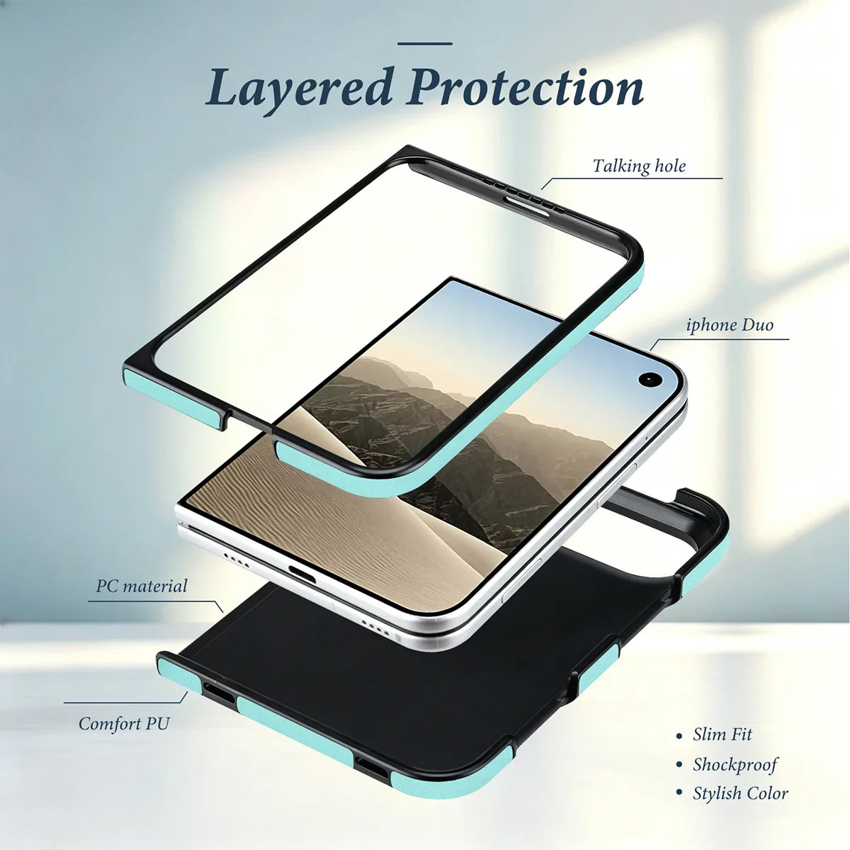 Quilted Leather Foldable Phone Case with Hinge Protection
