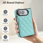 Quilted Leather Foldable Phone Case with Hinge Protection