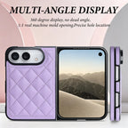 Quilted Leather Foldable Phone Case with Hinge Protection