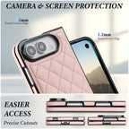 Quilted Leather Foldable Phone Case with Hinge Protection