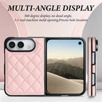 Quilted Leather Foldable Phone Case with Hinge Protection