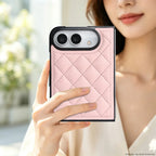 Quilted Leather Foldable Phone Case with Hinge Protection