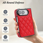 Quilted Leather Foldable Phone Case with Hinge Protection