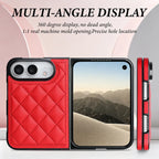 Quilted Leather Foldable Phone Case with Hinge Protection