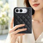 Quilted Leather Foldable Phone Case with Hinge Protection