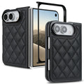 Quilted Leather Foldable Phone Case with Hinge Protection