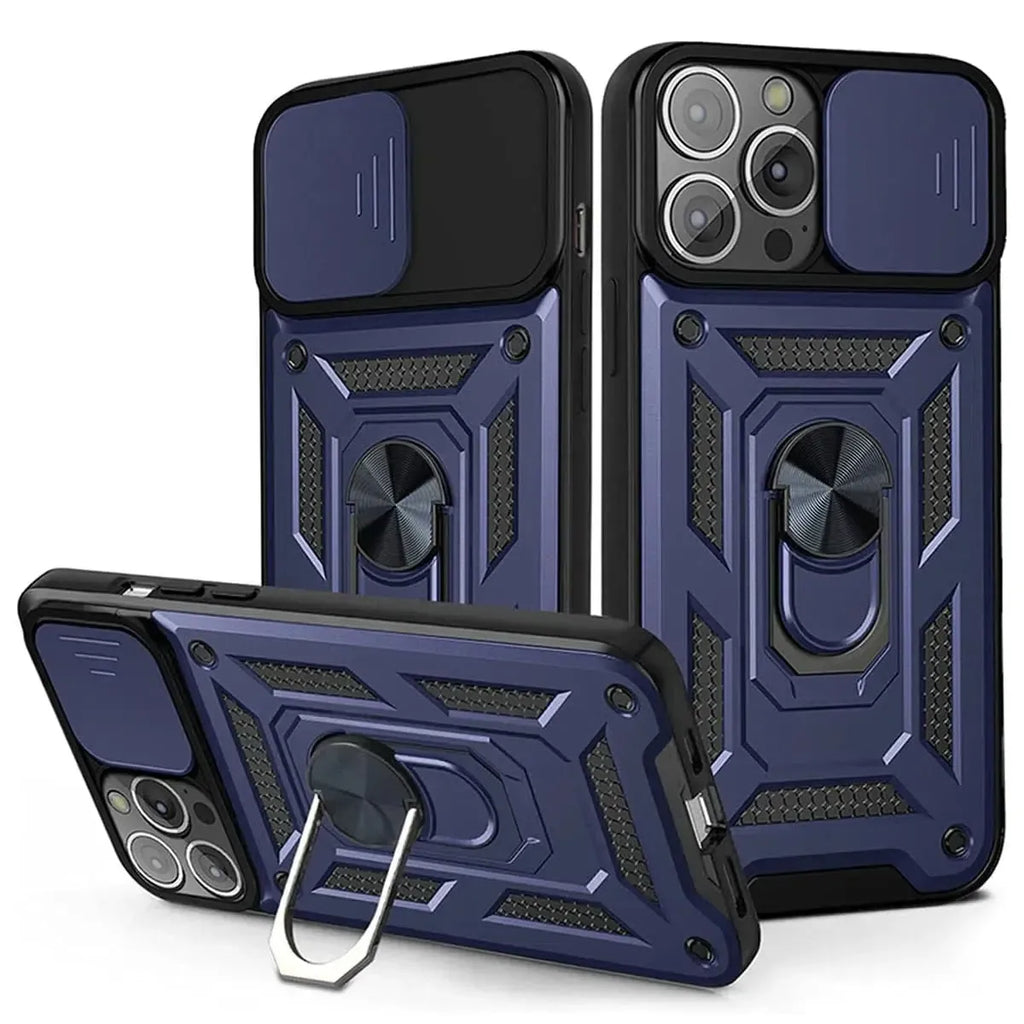 Heavy Duty Shockproof Phone Case with Kickstand Lens Cover