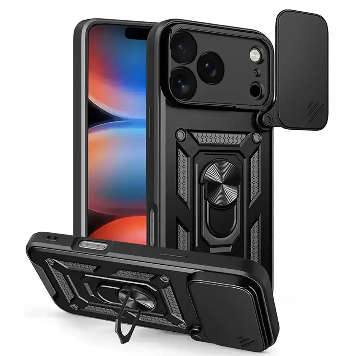 Heavy Duty Shockproof Phone Case with Kickstand Lens Cover