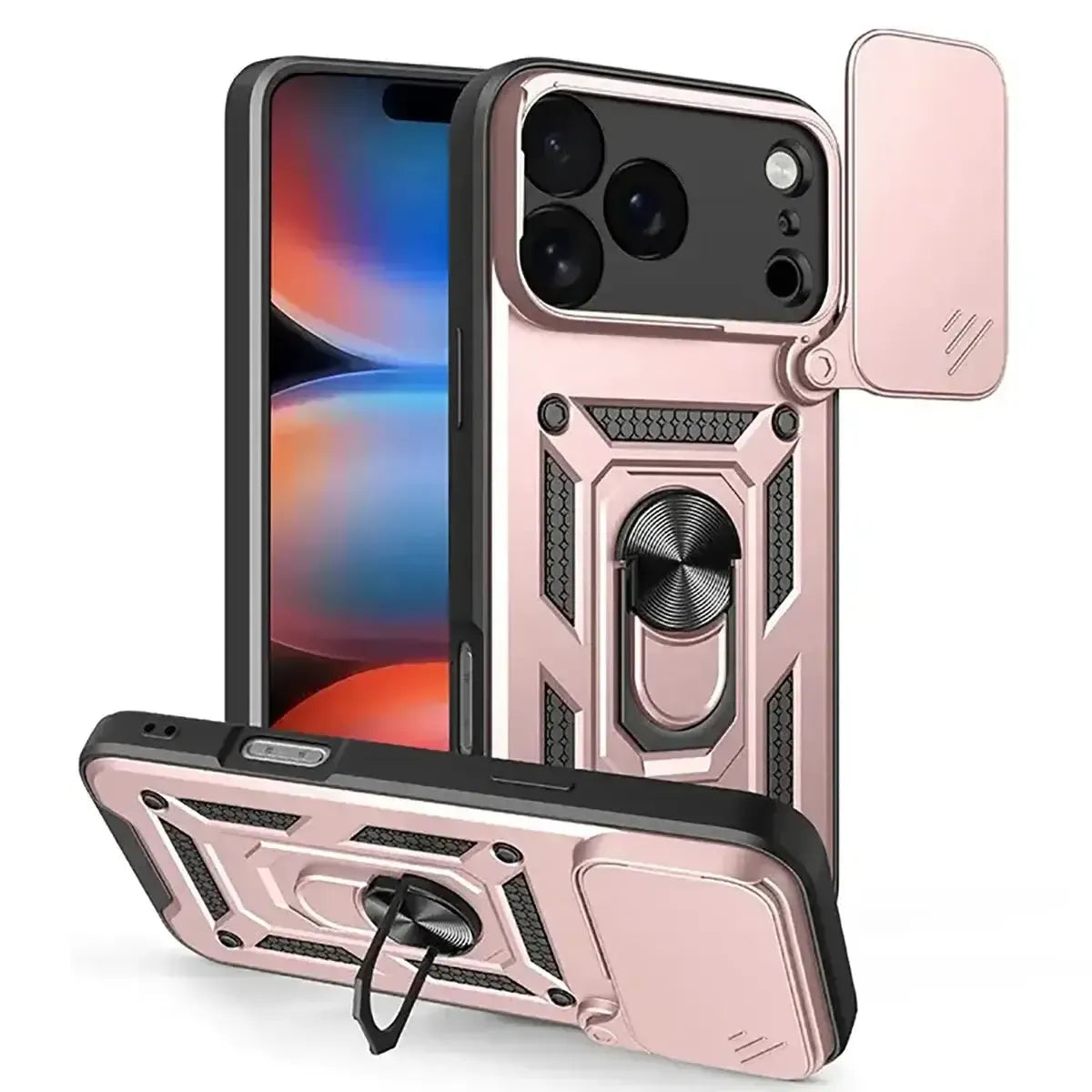Heavy Duty Shockproof Phone Case with Kickstand Lens Cover