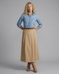 Iben A-Line Cotton Blend Midi Skirt_1