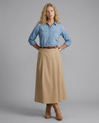 Iben A-Line Cotton Blend Midi Skirt_1