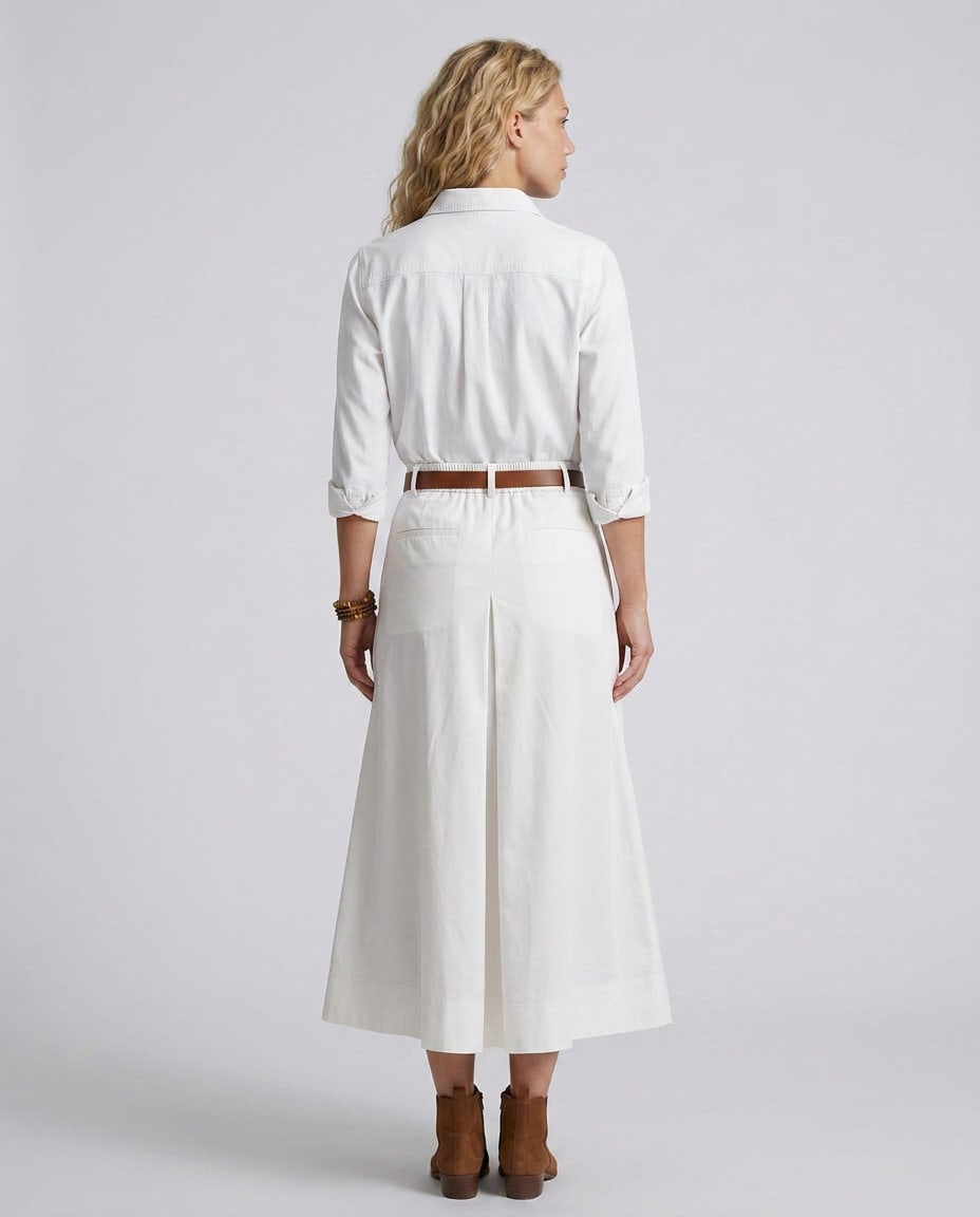 Iben A-Line Cotton Blend Midi Skirt_11