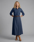 Iben A-Line Cotton Blend Midi Skirt_4