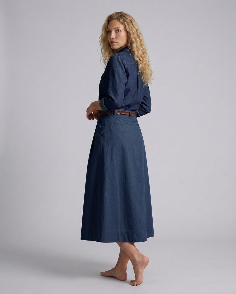 Iben A-Line Cotton Blend Midi Skirt_6
