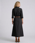 Iben A-Line Cotton Blend Midi Skirt_8