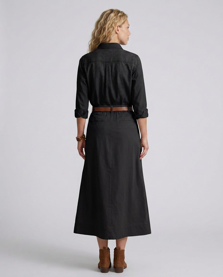 Iben A-Line Cotton Blend Midi Skirt_8