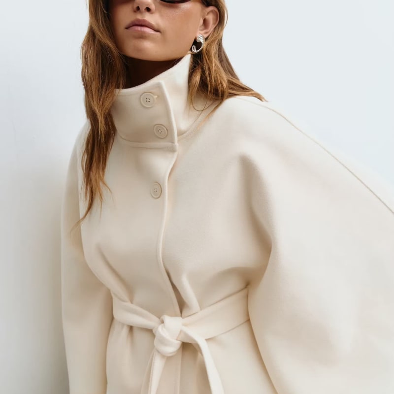 Katrin Belted High Collar Cape Jacket_1