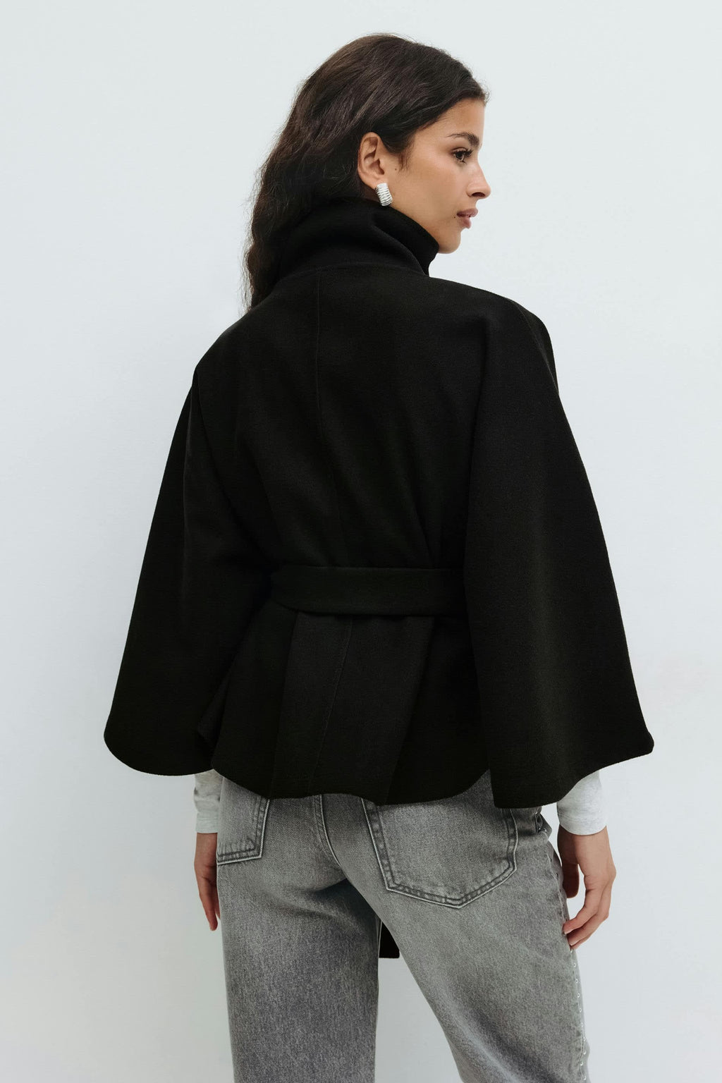 Katrin Belted High Collar Cape Jacket_10