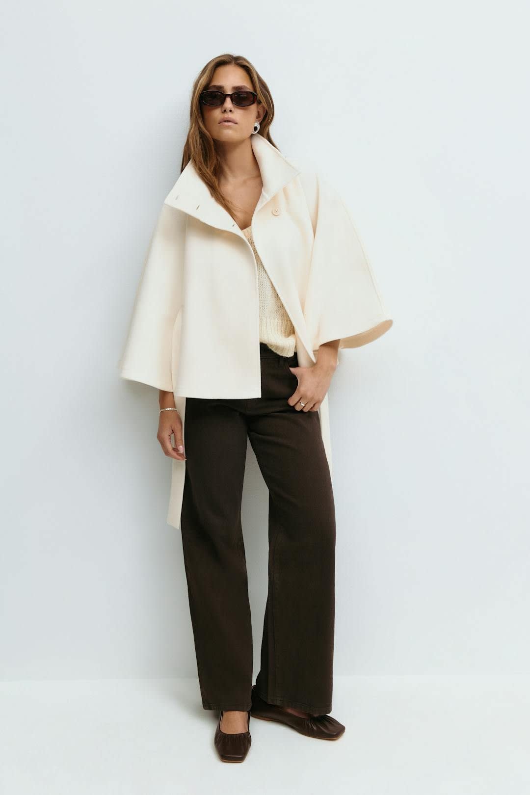 Katrin Belted High Collar Cape Jacket_4