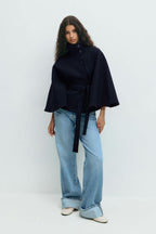 Katrin Belted High Collar Cape Jacket_7