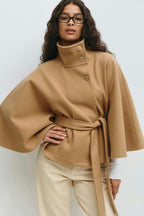 Katrin Belted High Collar Cape Jacket_8