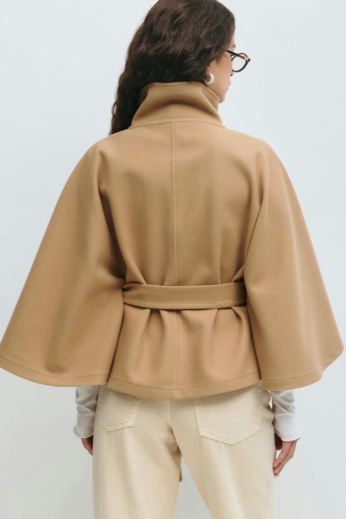 Katrin Belted High Collar Cape Jacket_9