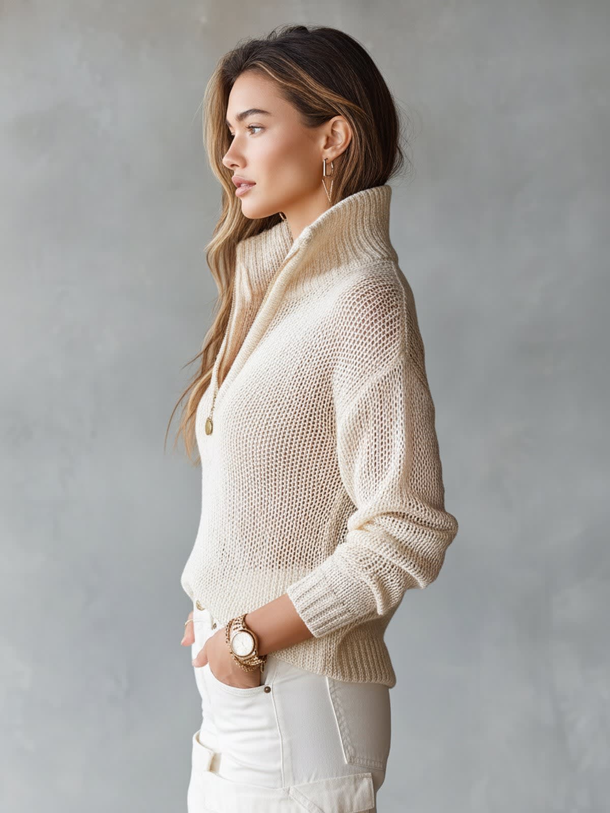 Alva Open Knit Half Zip Sweater_3