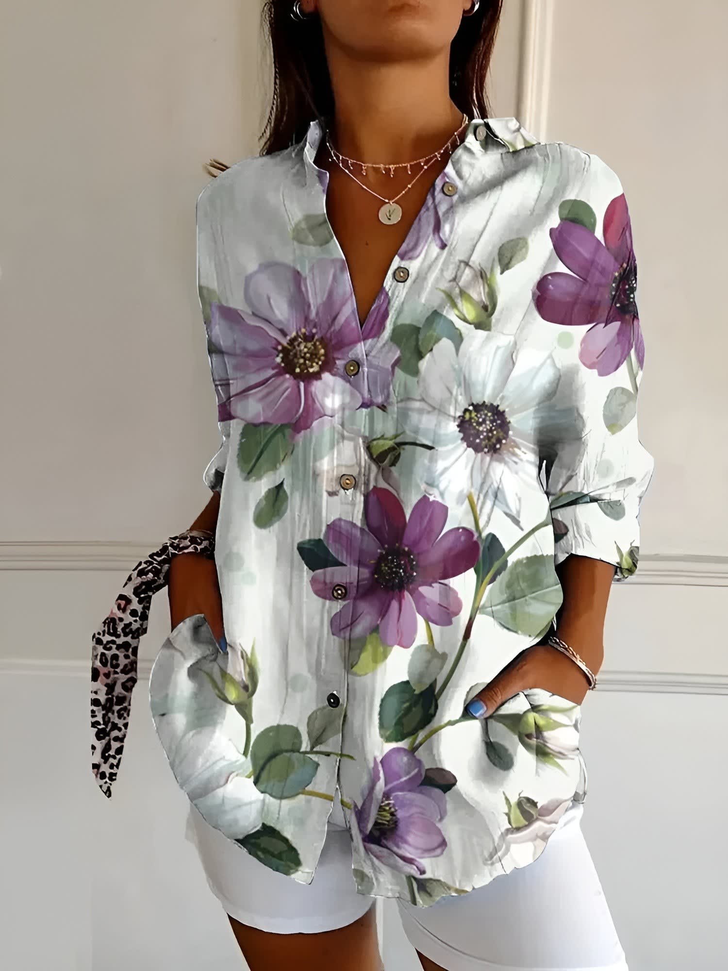 Nynke Oversized Floral Print Shirt_8