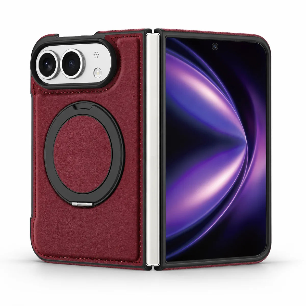 Leather iPhone Duo Case with Ring Kickstand
