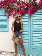 Daniela Ribbed V Neck Tank Top_8