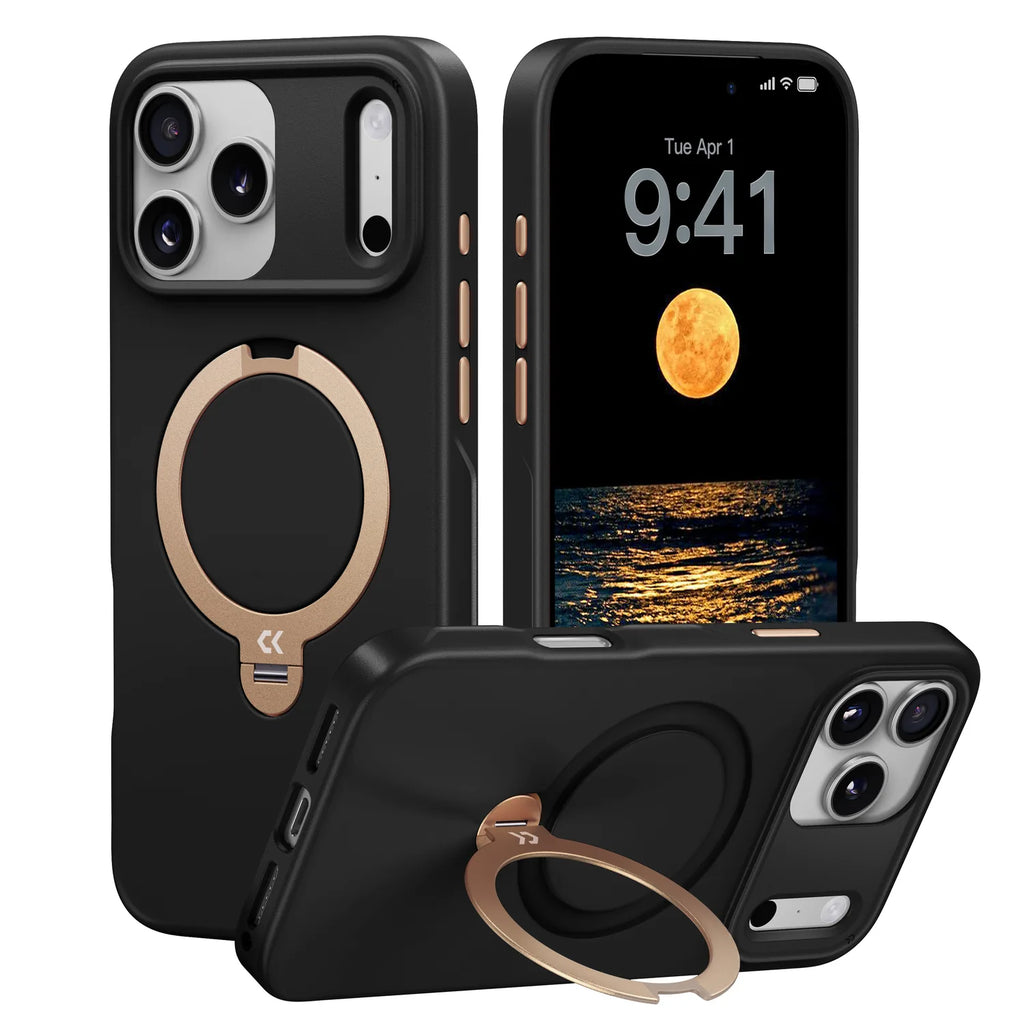 Soft Touch MagSafe iPhone Case Rotating Ring Stand