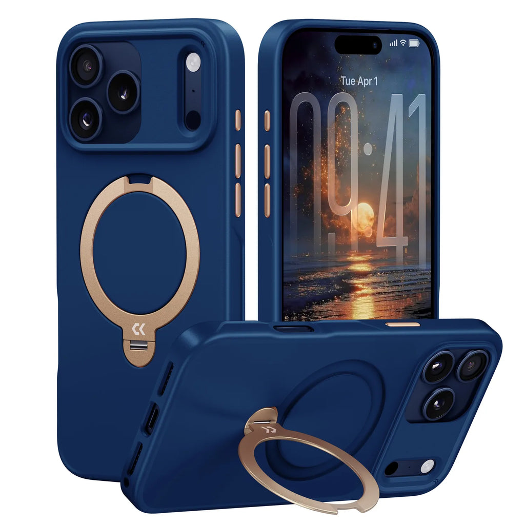 Soft Touch MagSafe iPhone Case Rotating Ring Stand