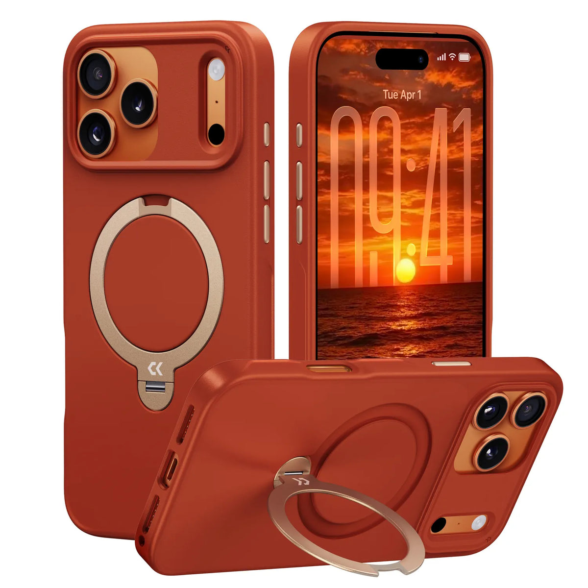 Soft Touch MagSafe iPhone Case Rotating Ring Stand