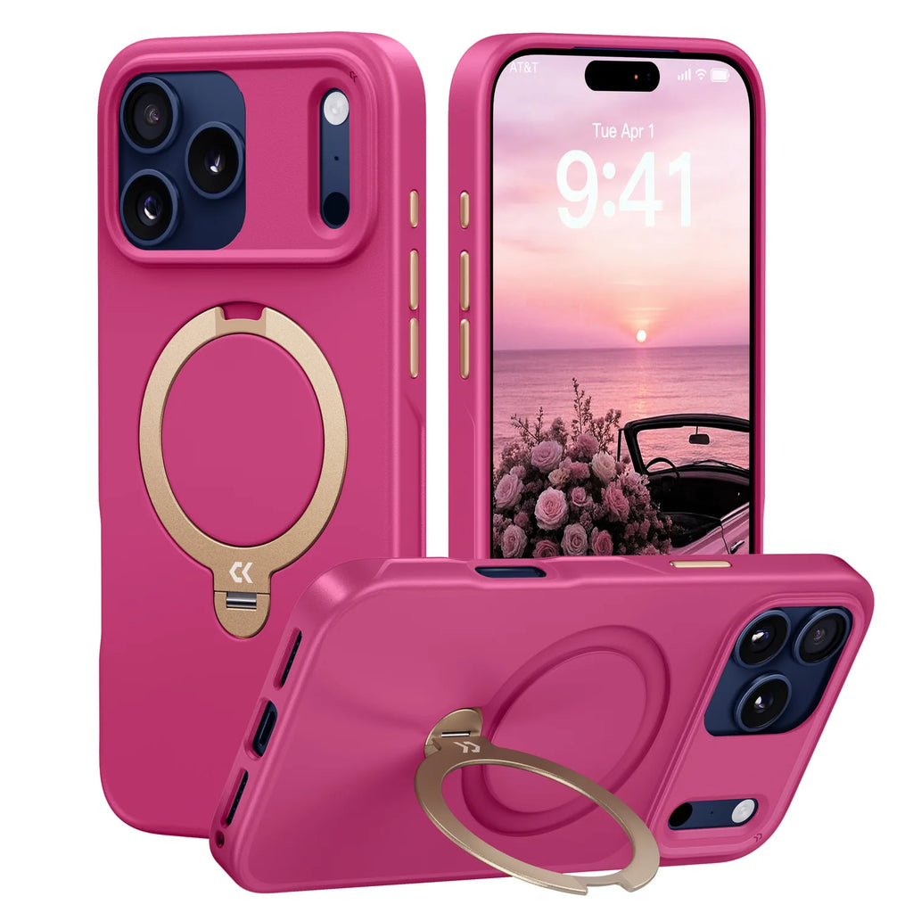 Soft Touch MagSafe iPhone Case Rotating Ring Stand