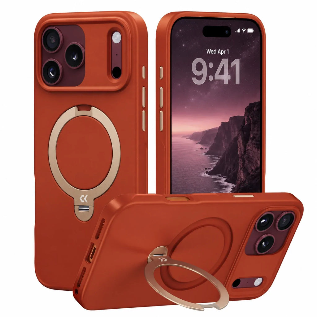 Soft Touch MagSafe iPhone Case Rotating Ring Stand