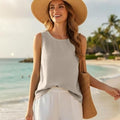 Annalisa Cotton Linen Tank Top_1