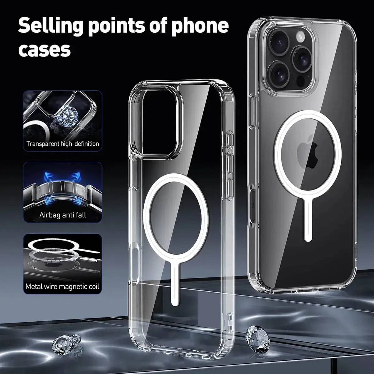 Transparent MagSafe Phone Case with Raised Corner Bumpers
