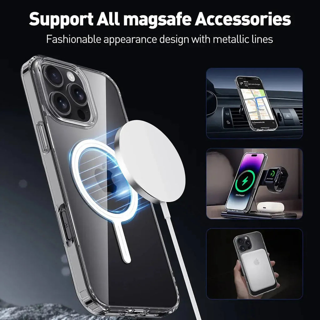 Transparent MagSafe Phone Case with Raised Corner Bumpers