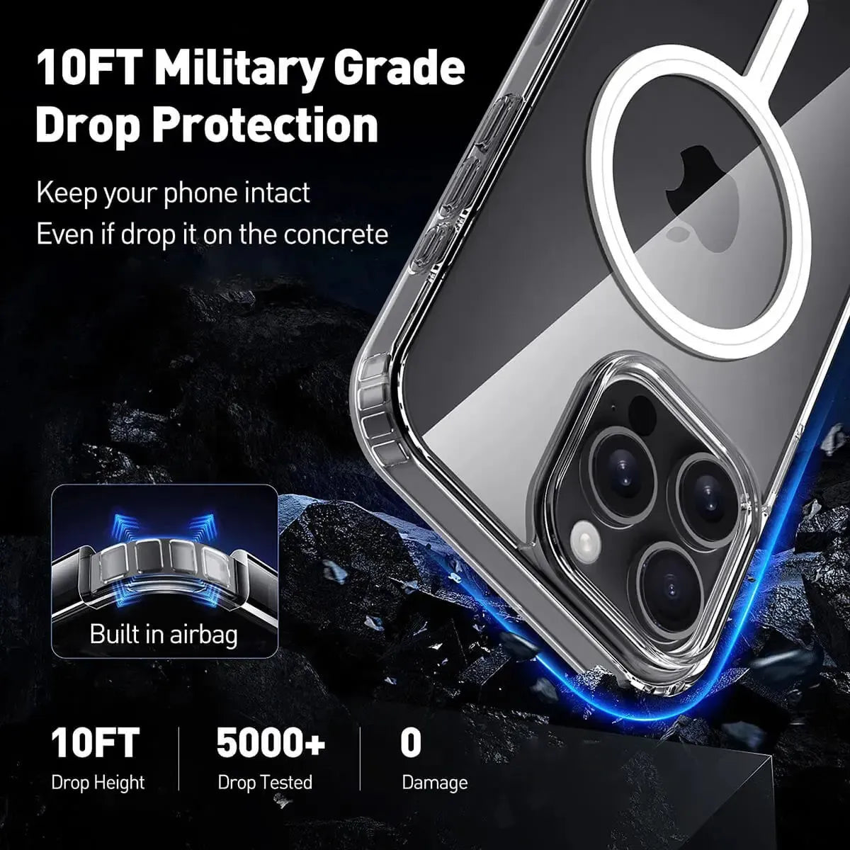 Transparent MagSafe Phone Case with Raised Corner Bumpers